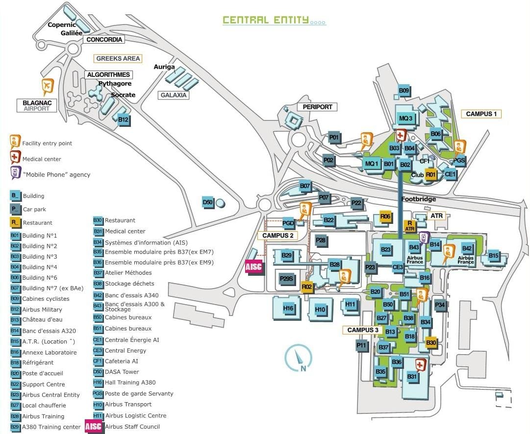 mapa de airbus en Toulouse