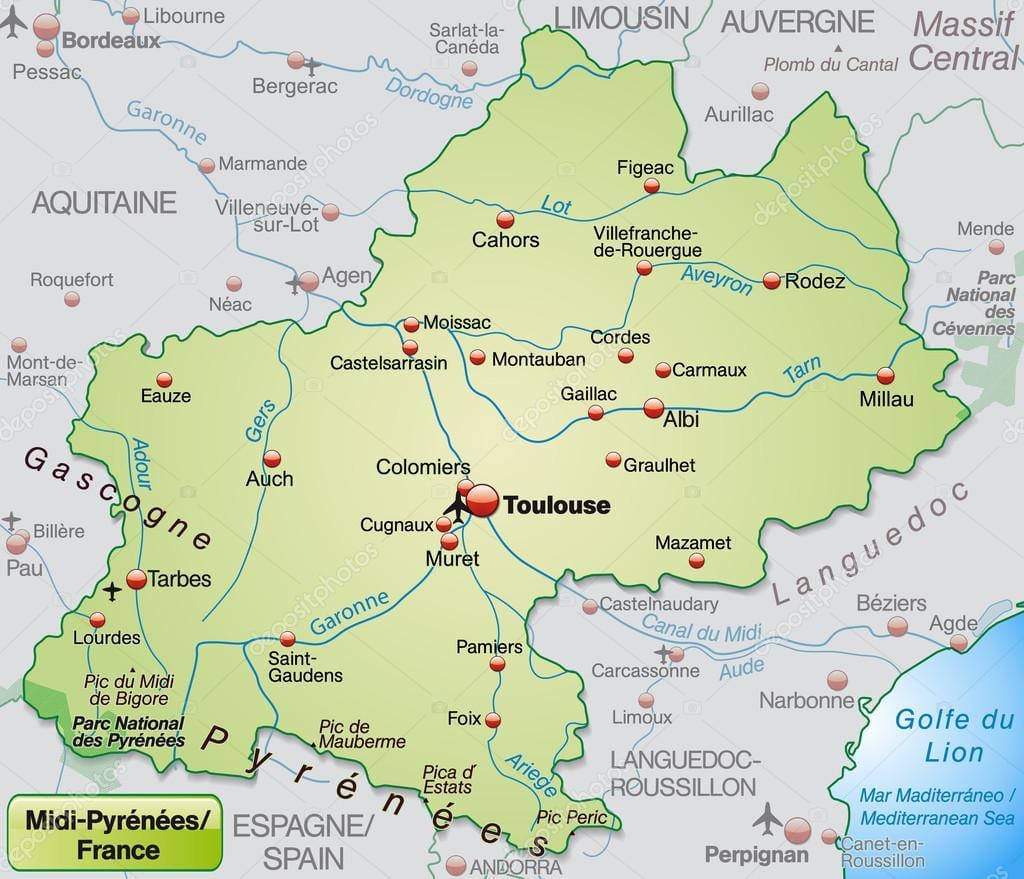 Mapa de región de Toulouse