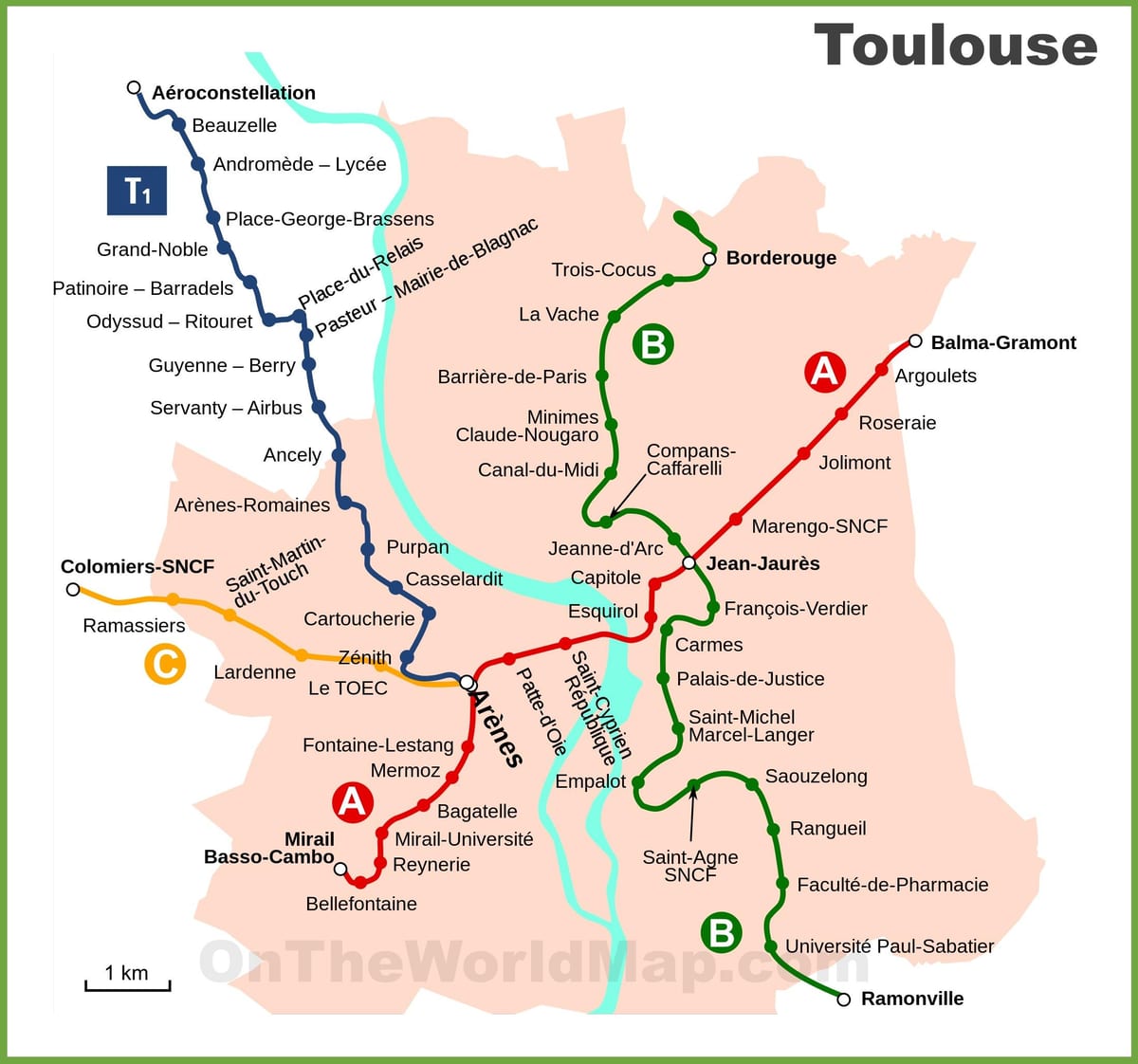 Mapa del metro de Toulouse