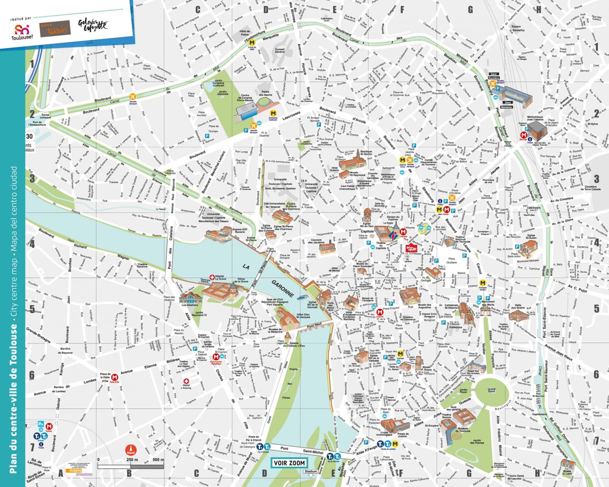 mapa de las calles de Toulouse, francia