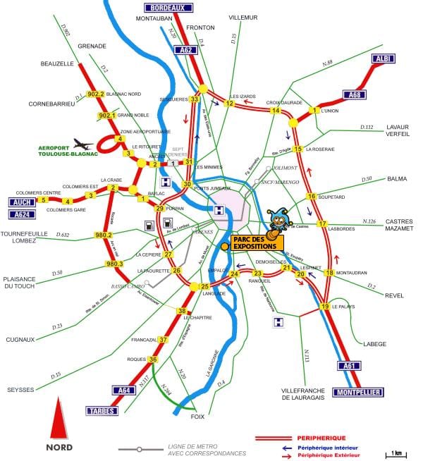 mapa de Toulouse carretera