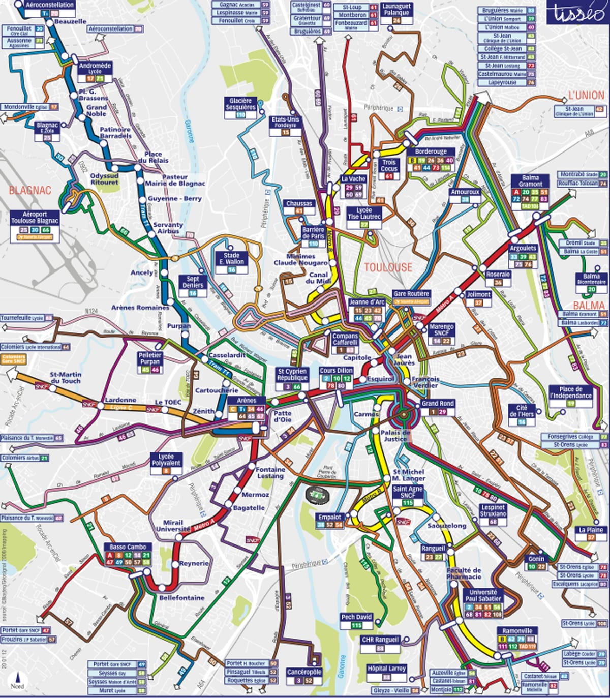 Toulouse mapa de transporte