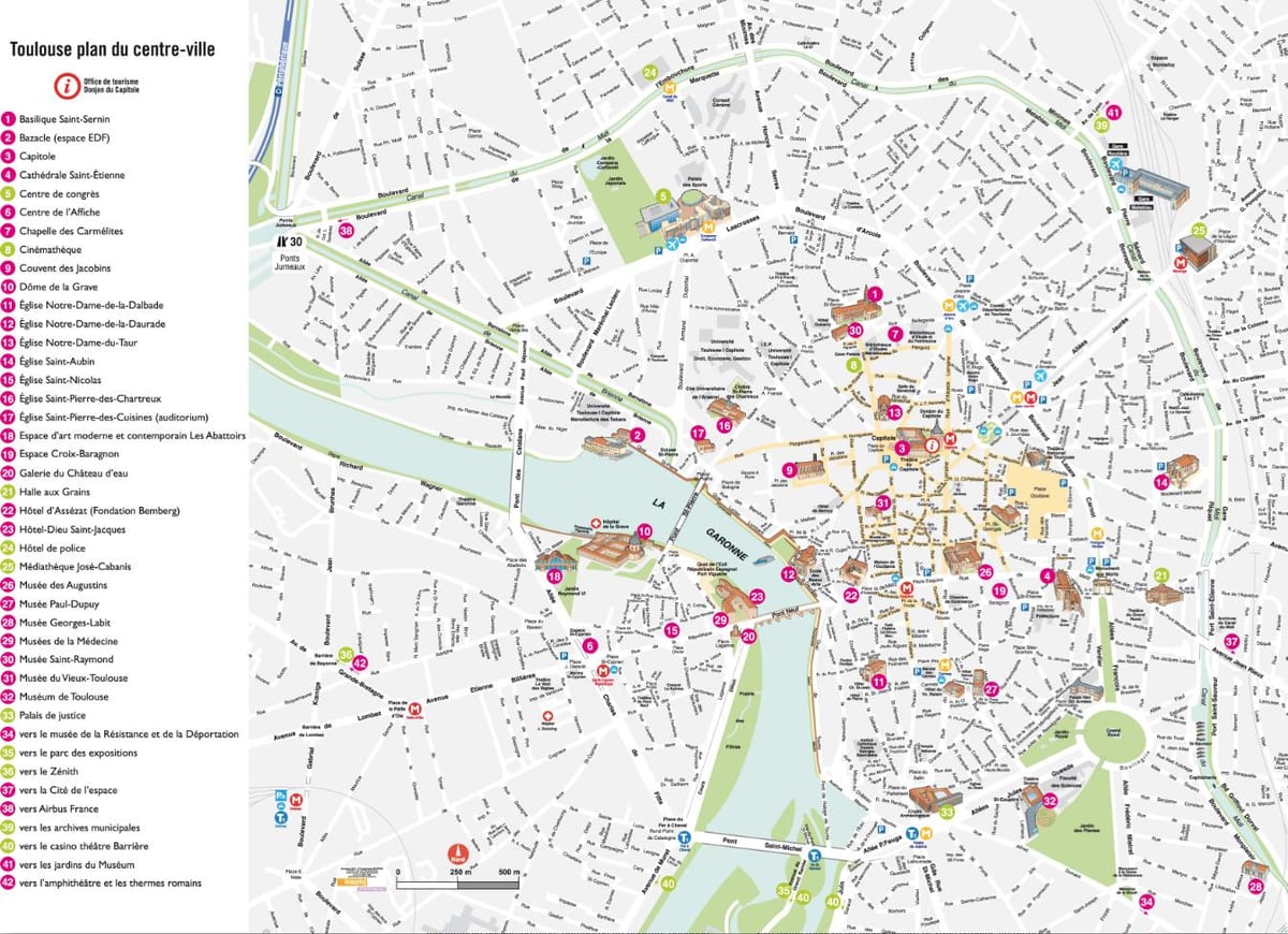 Toulouse mapa de turismo