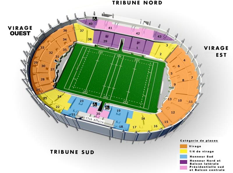 mapa de Toulouse stadium
